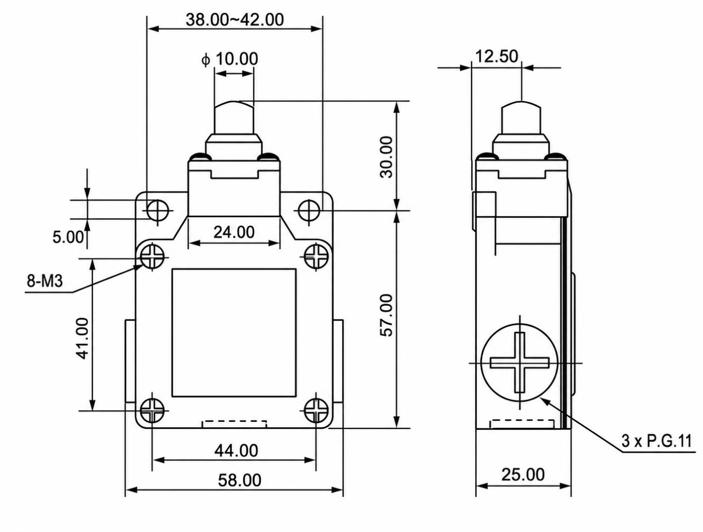 LSA-001 Installation and Mounting Dimensions Drawing