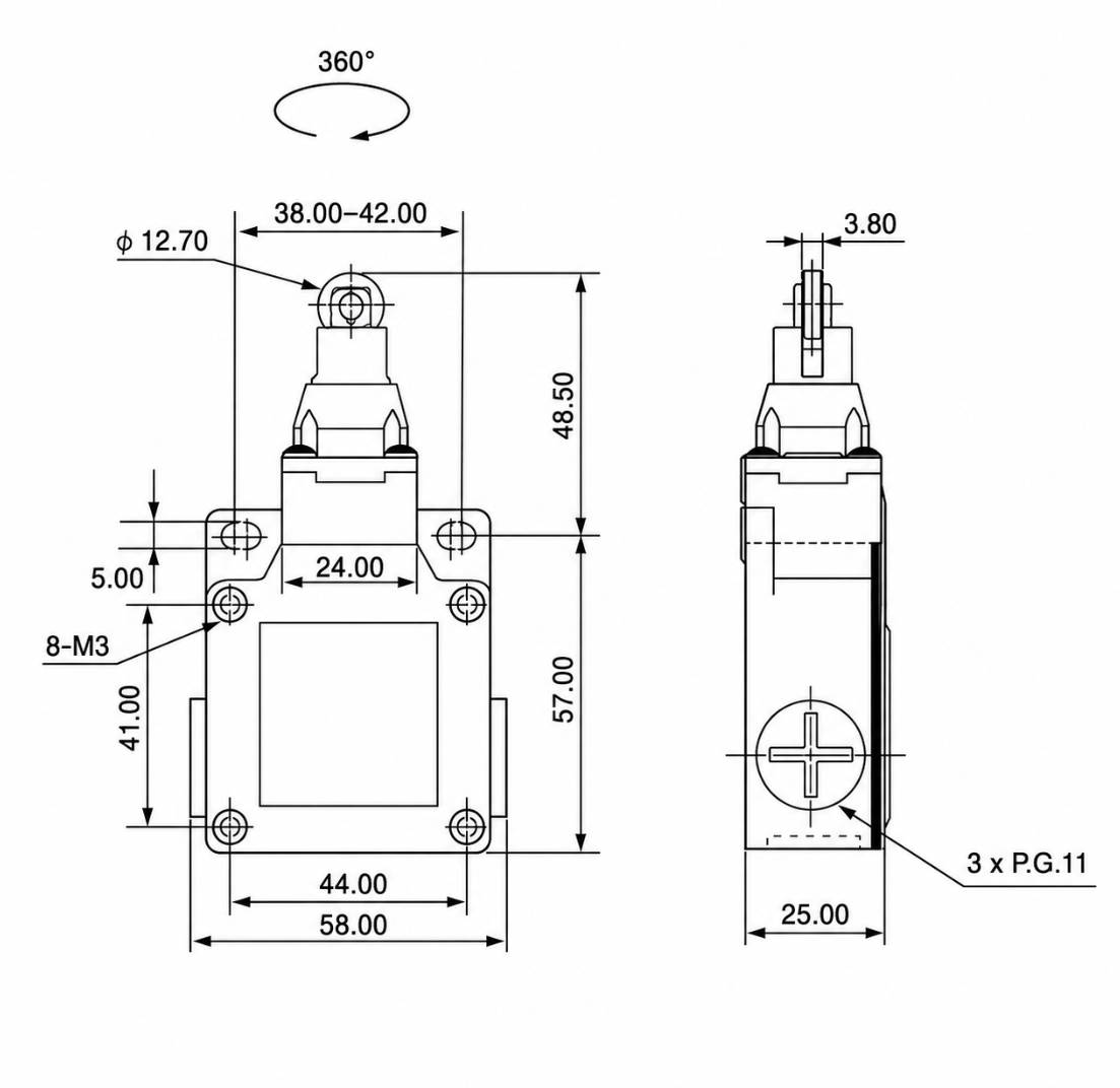LSA-003 Installation and Mounting Dimensions Drawing