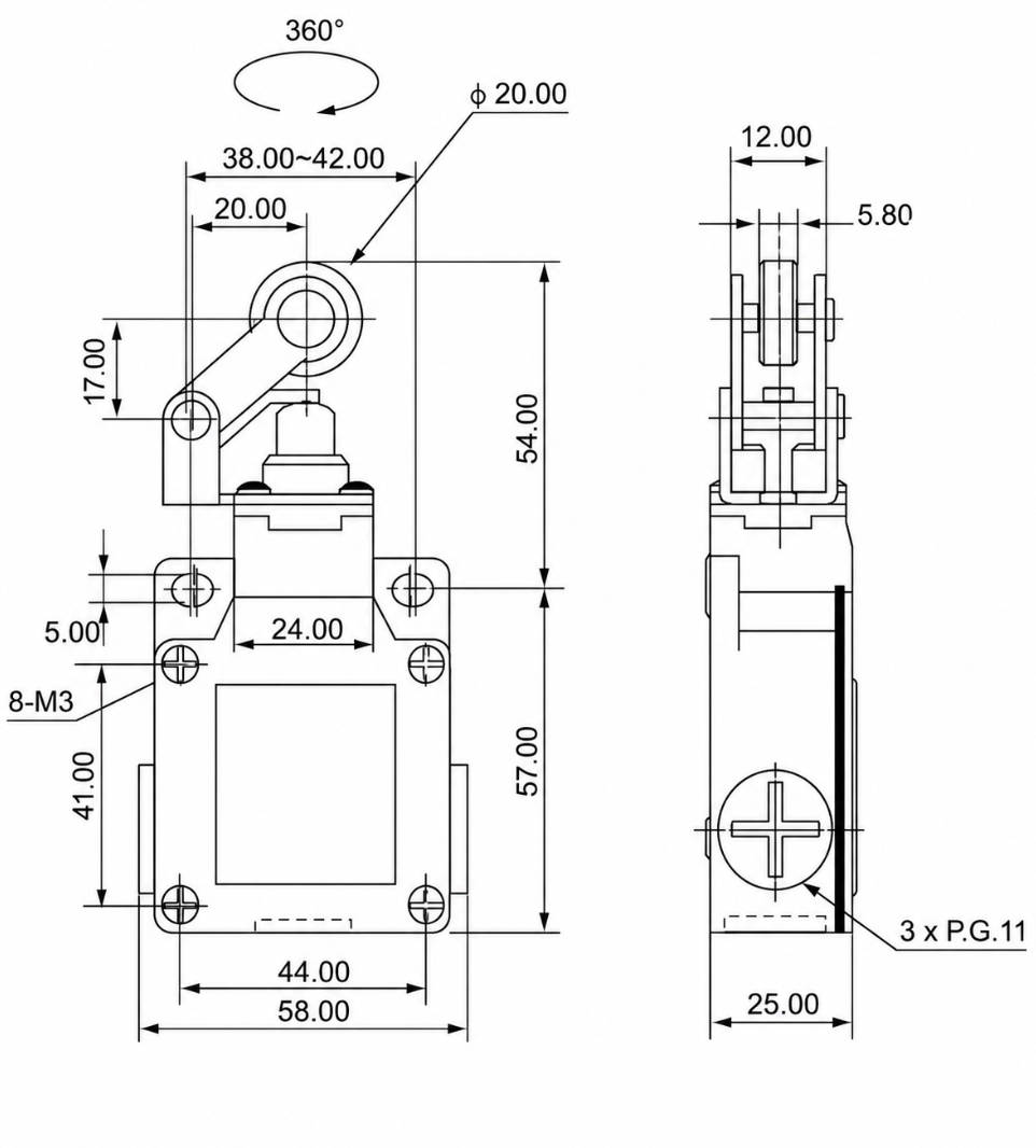 LSA-012 Installation and Mounting Dimensions Drawing