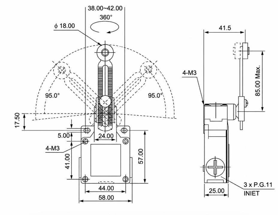 LSA-031 Installation and Mounting Dimensions Drawing