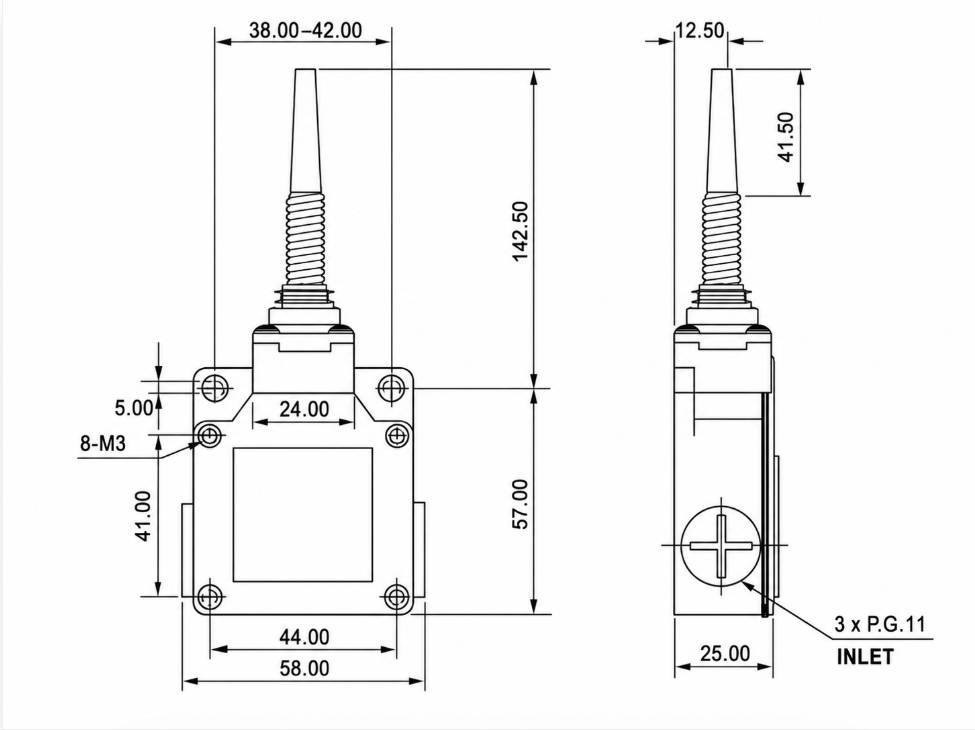 LSA-071 Installation and Mounting Dimensions Drawing