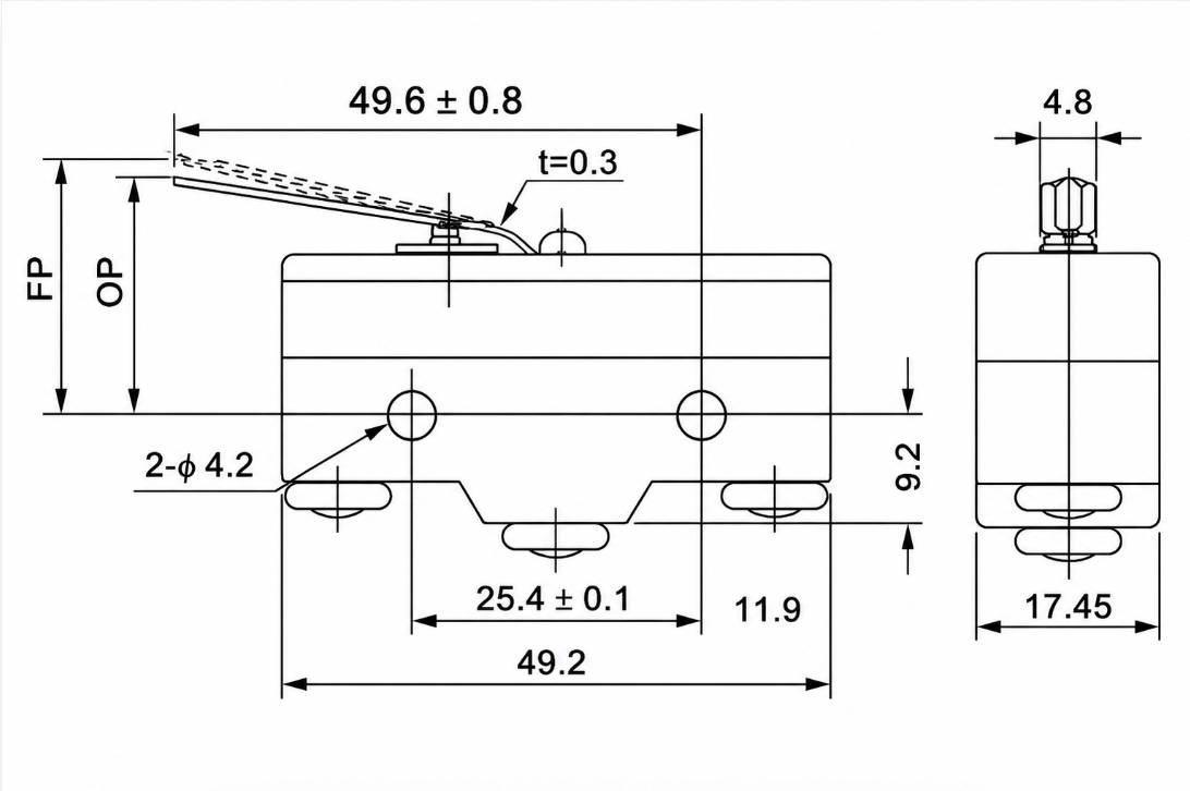 TM-1301 Outline and Mounting Dimensions Drawing