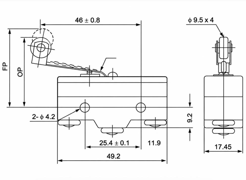 TM-1303 Outline and Mounting Dimensions Drawing