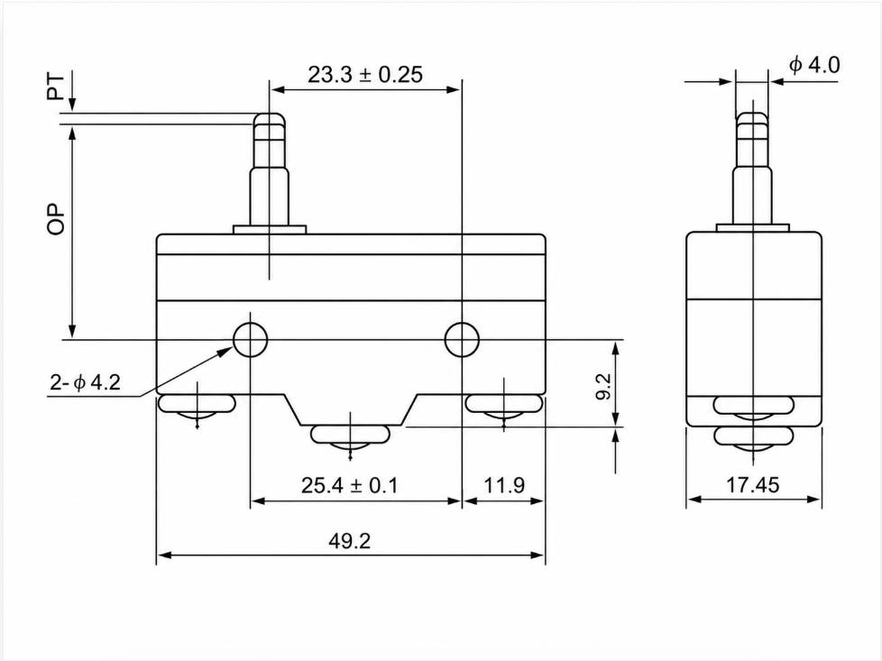TM-1305 Outline and Mounting Dimensions Drawing