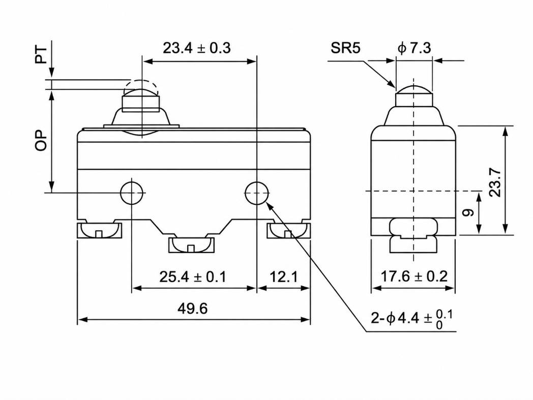 TM-1306 Outline and Mounting Dimensions Drawing