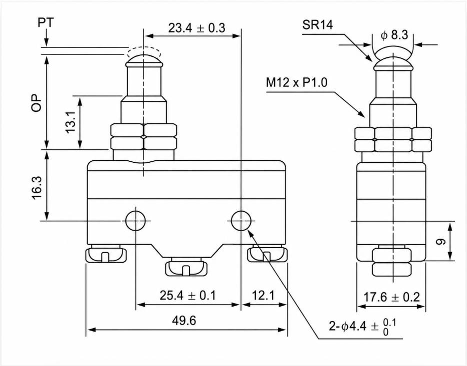 TM-1307 Outline and Mounting Dimensions Drawing