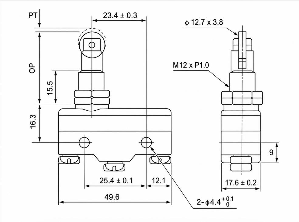 TM-1308N Outline and Mounting Dimensions Drawing
