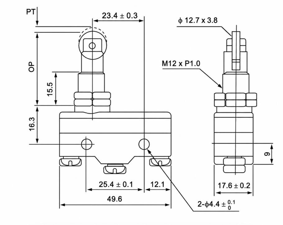 TM-1308 Outline and Mounting Dimensions Drawing