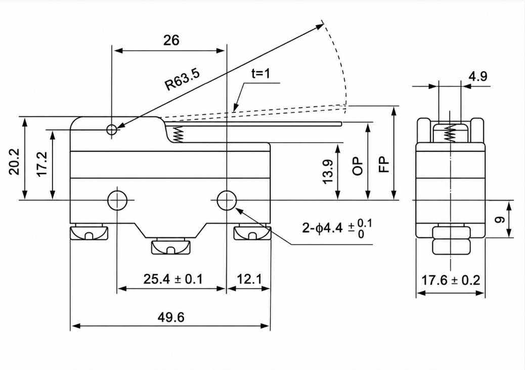 TM-1701 Outline and Mounting Dimensions Drawing
