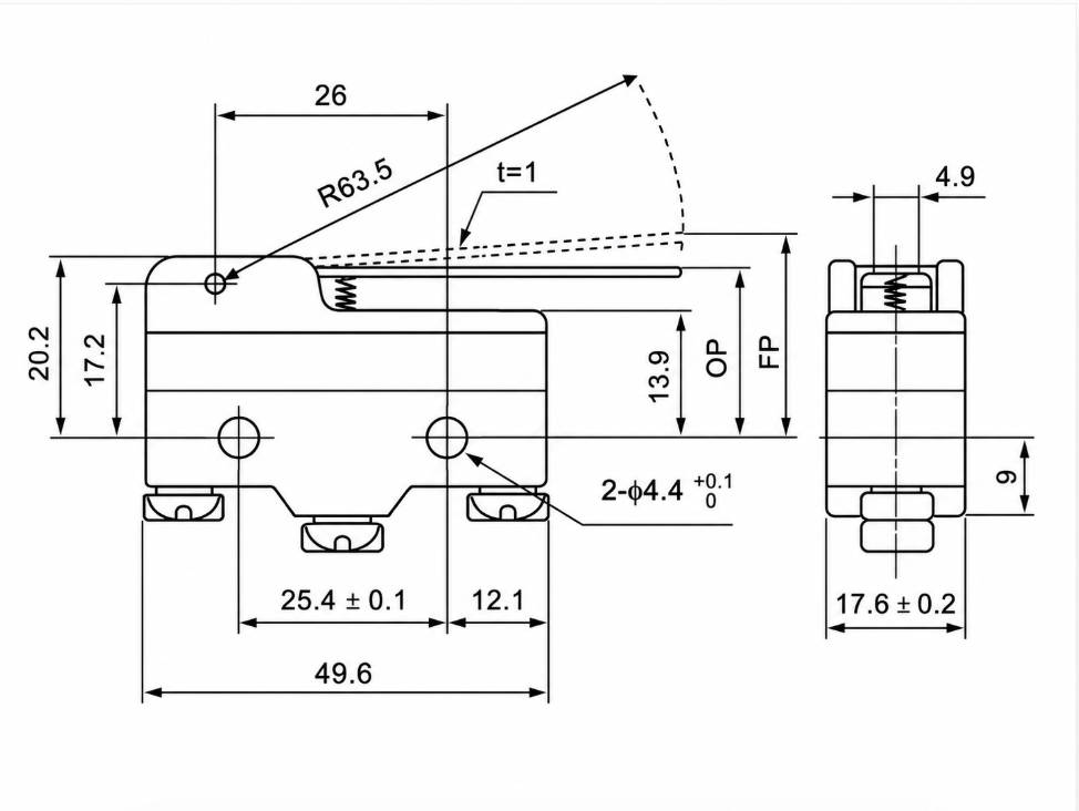 TM-1701N Outline and Mounting Dimensions Drawing