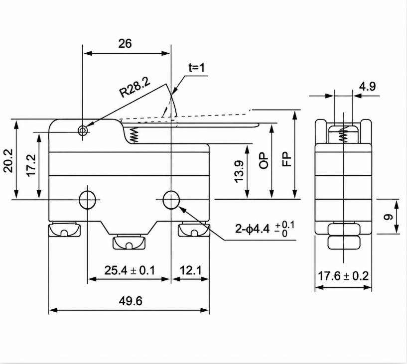 TM-1702 Outline and Mounting Dimensions Drawing