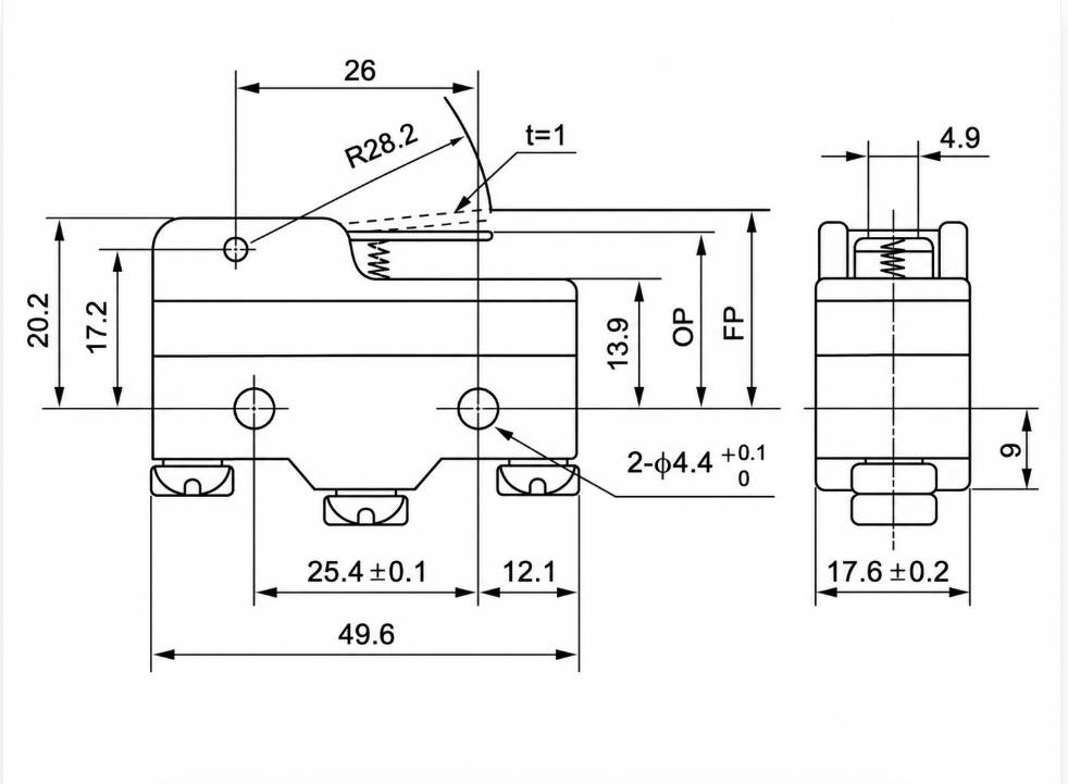 TM-1702N Outline and Mounting Dimensions Drawing