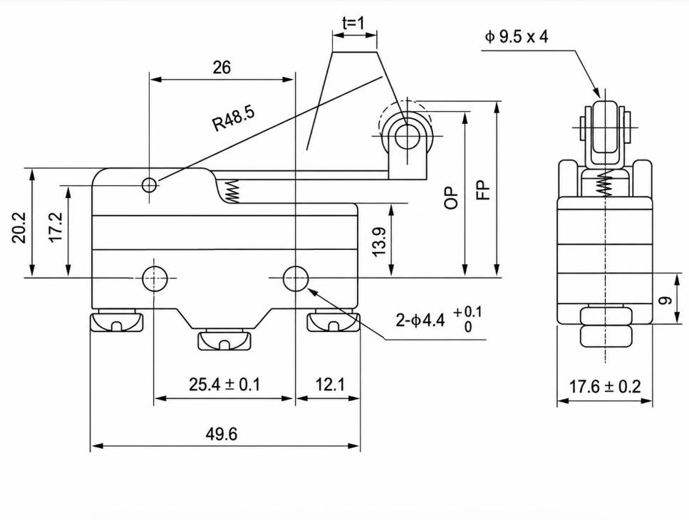 TM-1703 Outline and Mounting Dimensions Drawing