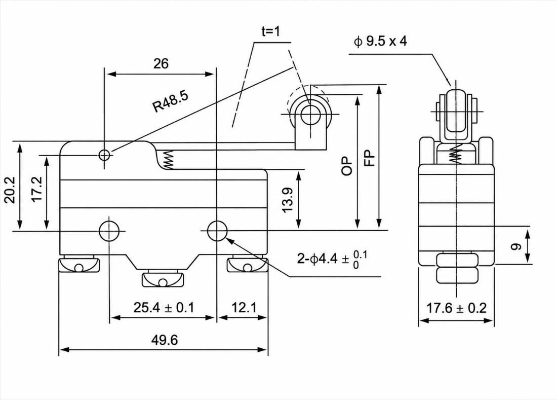TM-1703N Outline and Mounting Dimensions Drawing