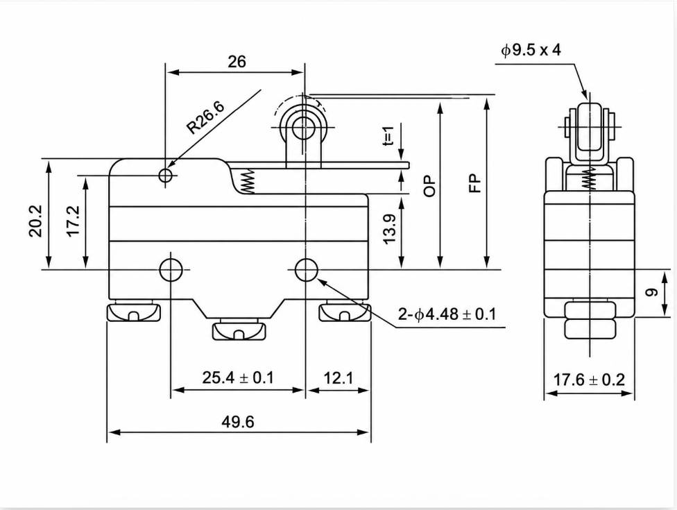 TM-1704N Outline and Mounting Dimensions Drawing