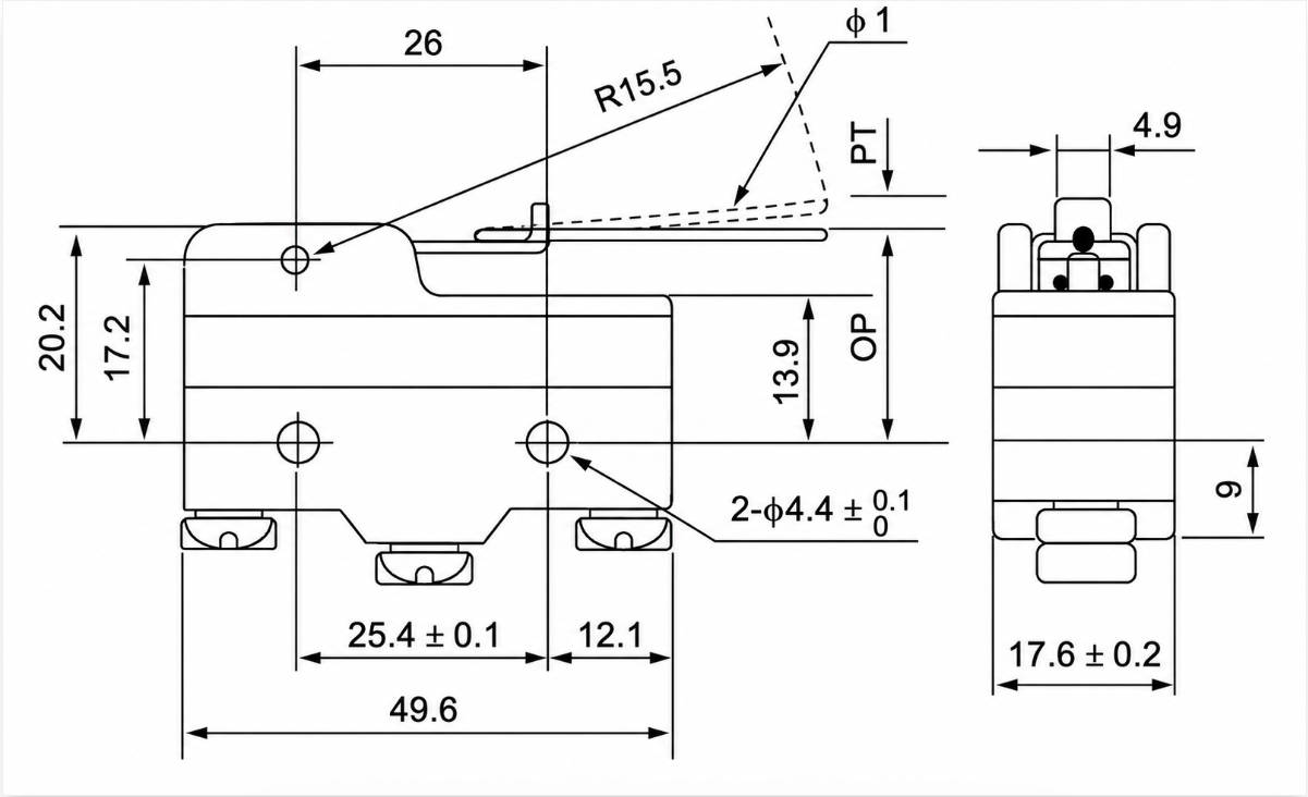 TM-1705 Outline and Mounting Dimensions Drawing