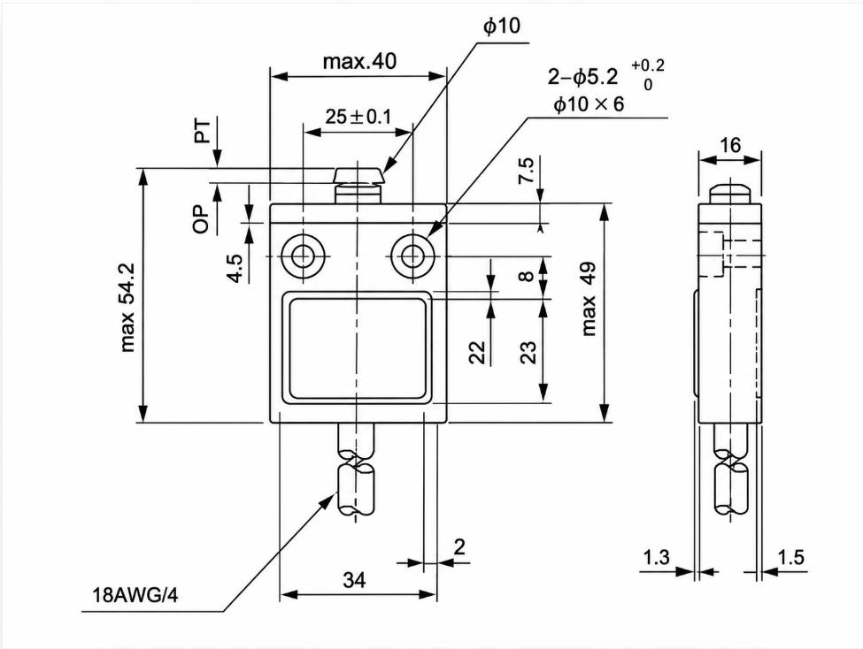 TZ-3101 Outline and Mounting Dimensions Drawing