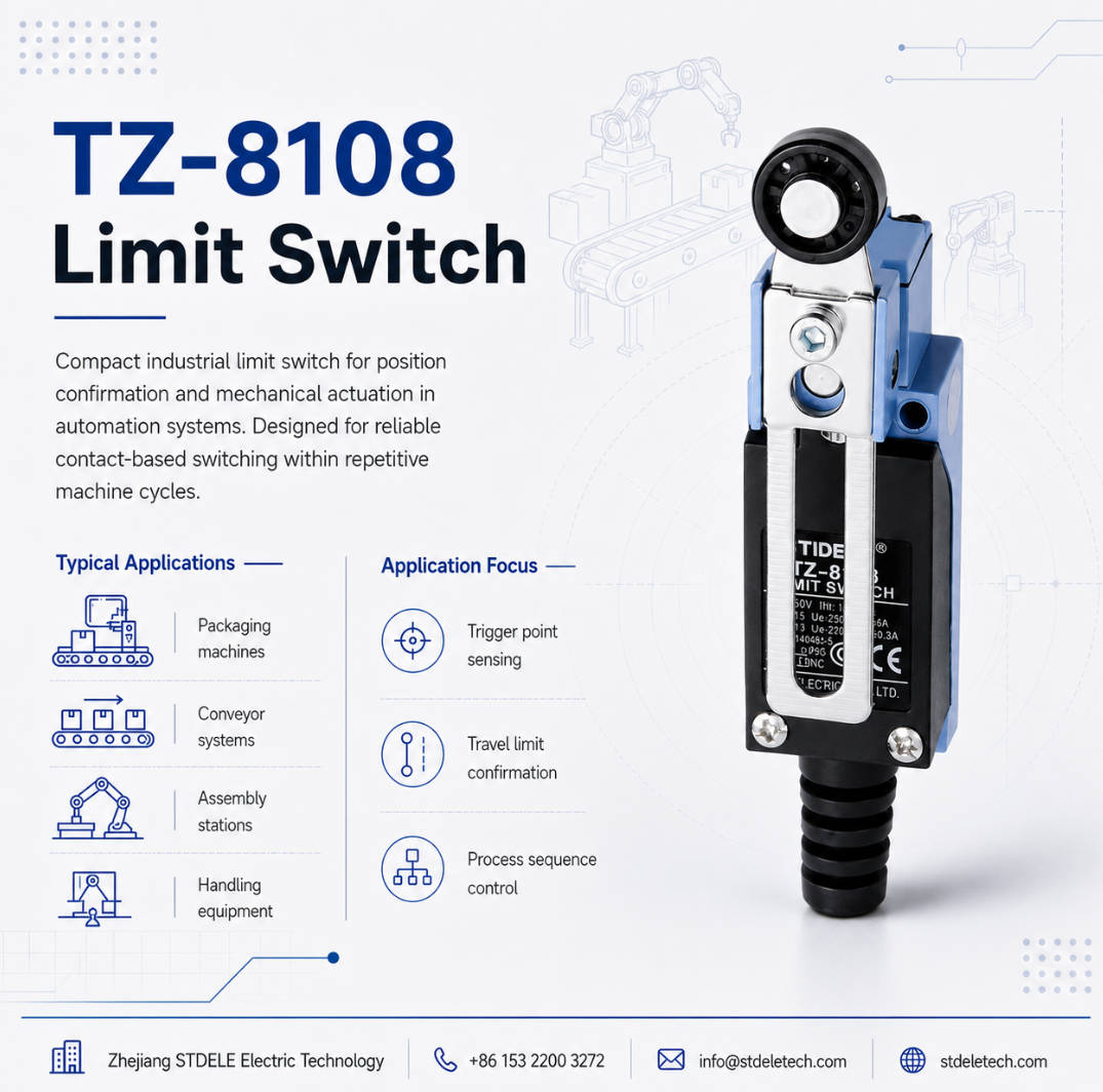 TZ-8108 Adjustable Roller Lever Vertical Limit Switch Product Poster