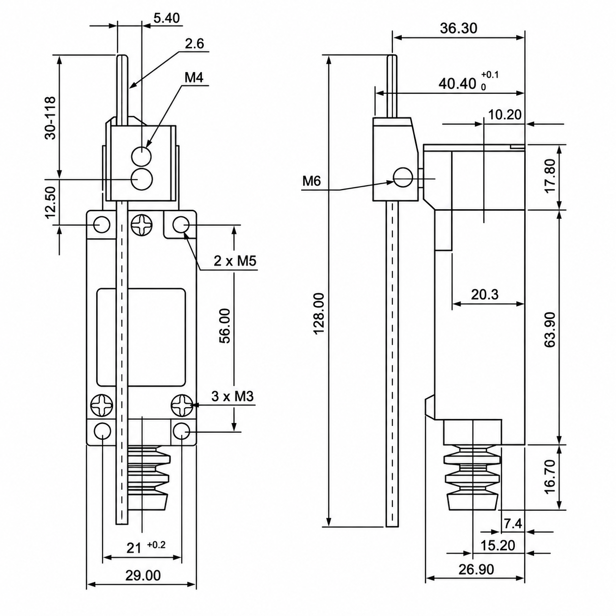 TZ-8107 Installation and Mounting Dimensions Drawing
