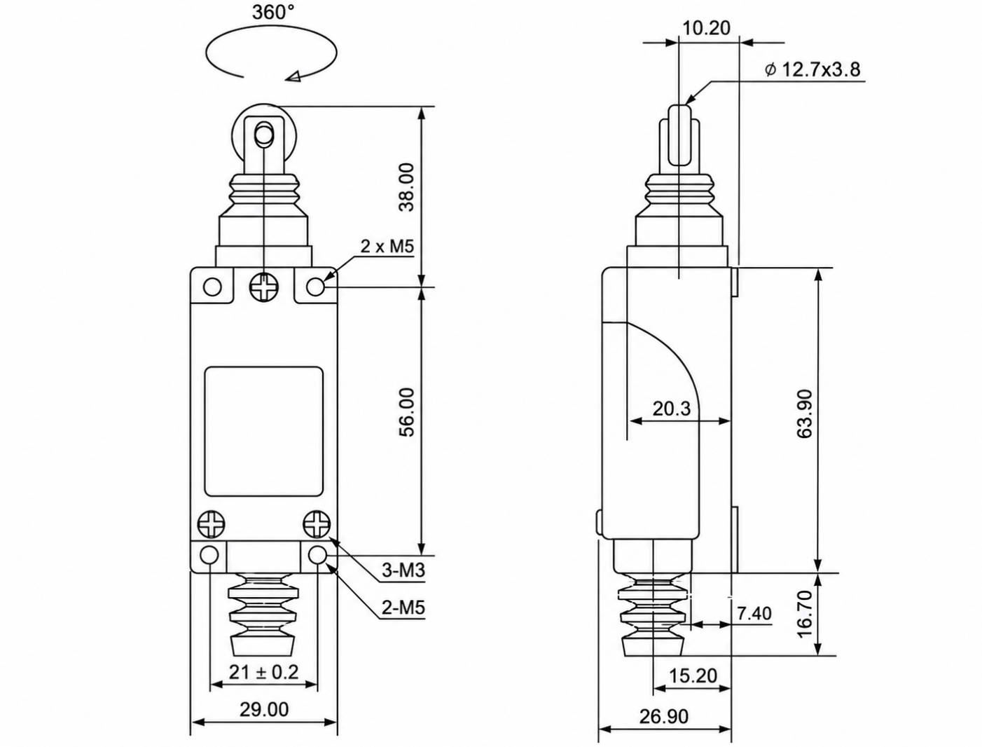 TZ-8112 Installation and Mounting Dimensions Drawing