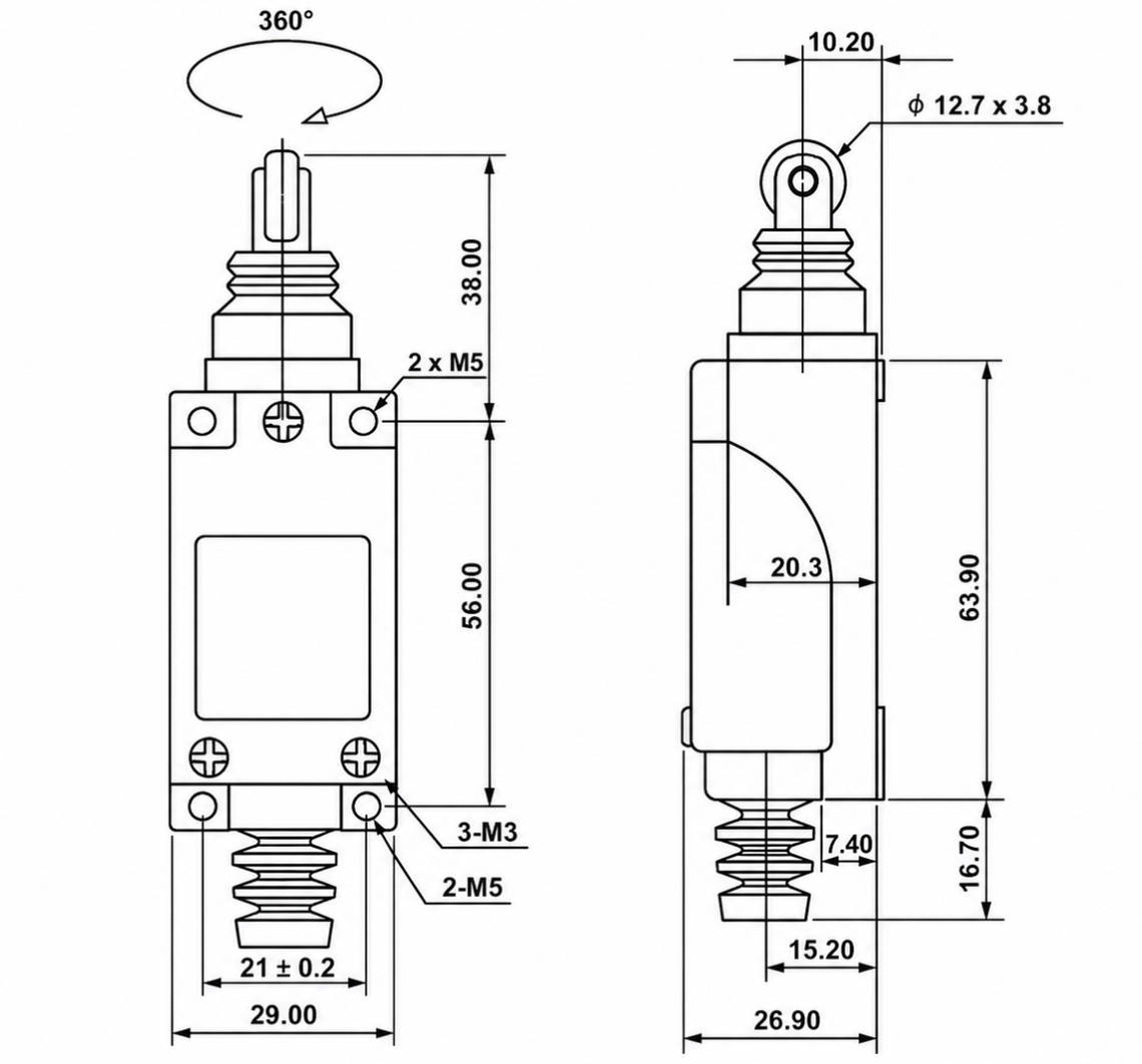 TZ-8122 Installation and Mounting Dimensions Drawing