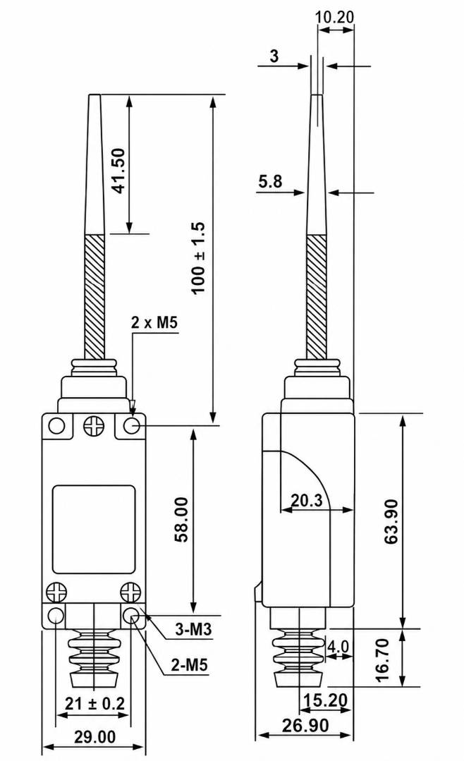 TZ-8166 Installation and Mounting Dimensions Drawing 1