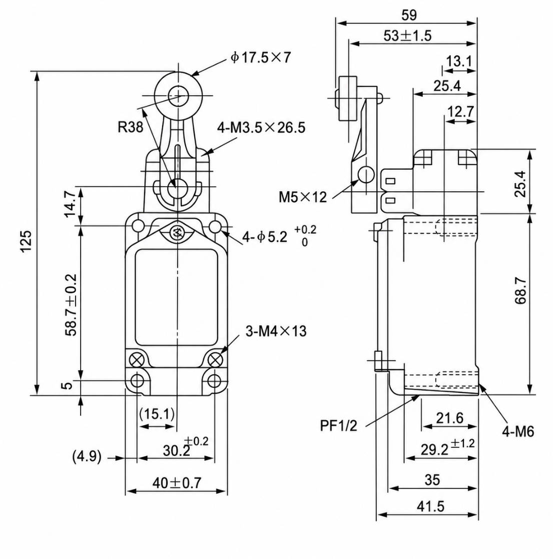 WLCA2-2 Installation and Mounting Dimensions Drawing