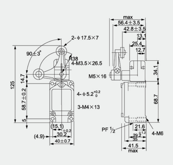 WLCA32-41 Installation and Mounting Dimensions Drawing