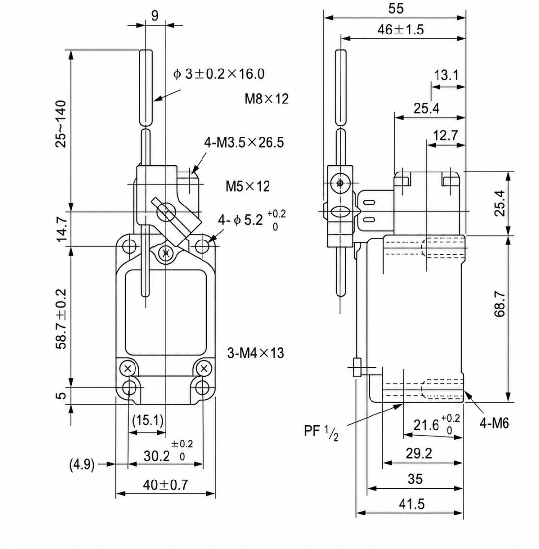 WLCL Installation and Mounting Dimensions Drawing