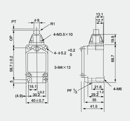WLD Installation and Mounting Dimensions Drawing