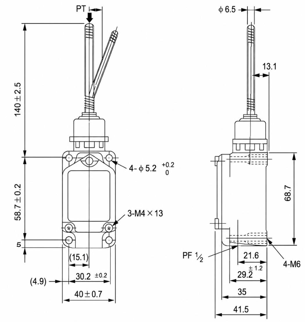 WLNJ Installation and Mounting Dimensions Drawing