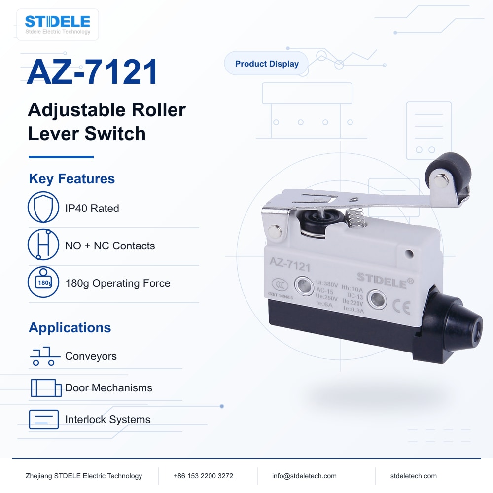 AZ-7121 Adjustable Roller Lever Micro Switch Product Poster